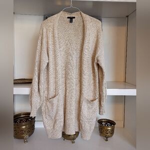 Forever 21 Oatmeal Open Front Knit Cardigan Medium Cozy
